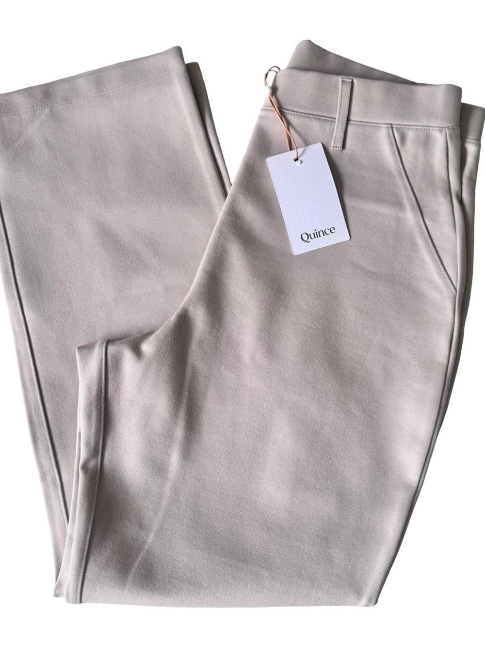 NWT Quince Women’s Ultra-Stretch Ponte Straight Leg Pants Ecru Size S 25”